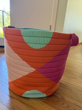 The Container Store Quilted Fabric Storage Bin in Orange, Pink, Aqua & Purple